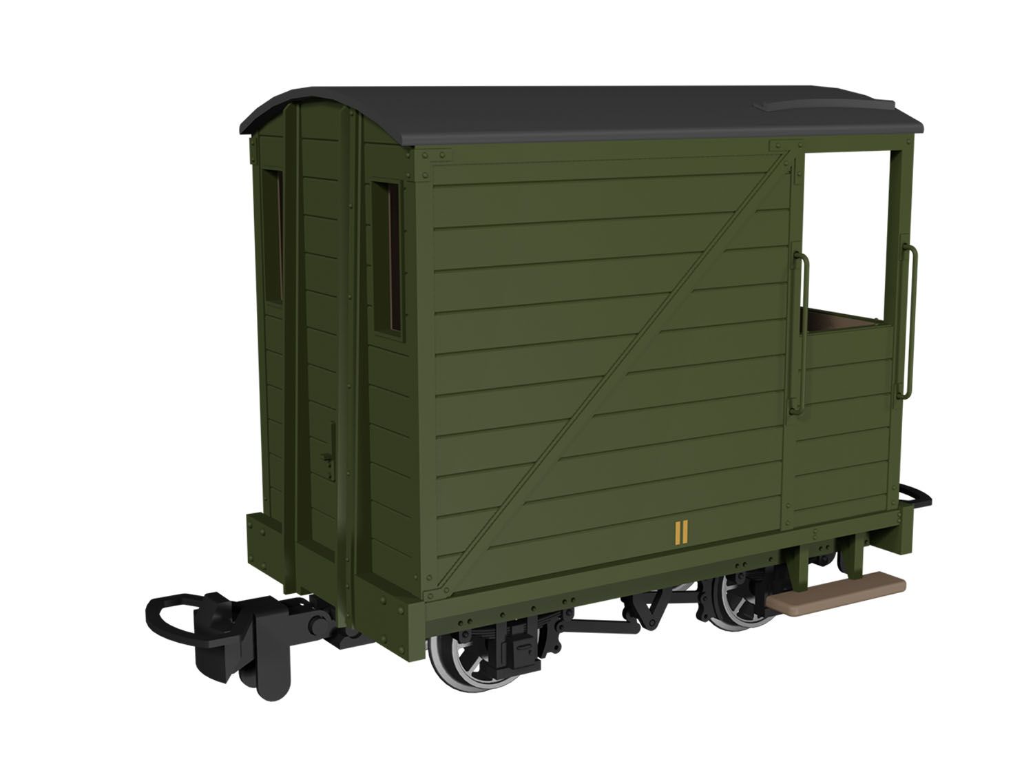 990805 - Rapido - 009 - Single Veranda Brake Van -  Plain Green No.11