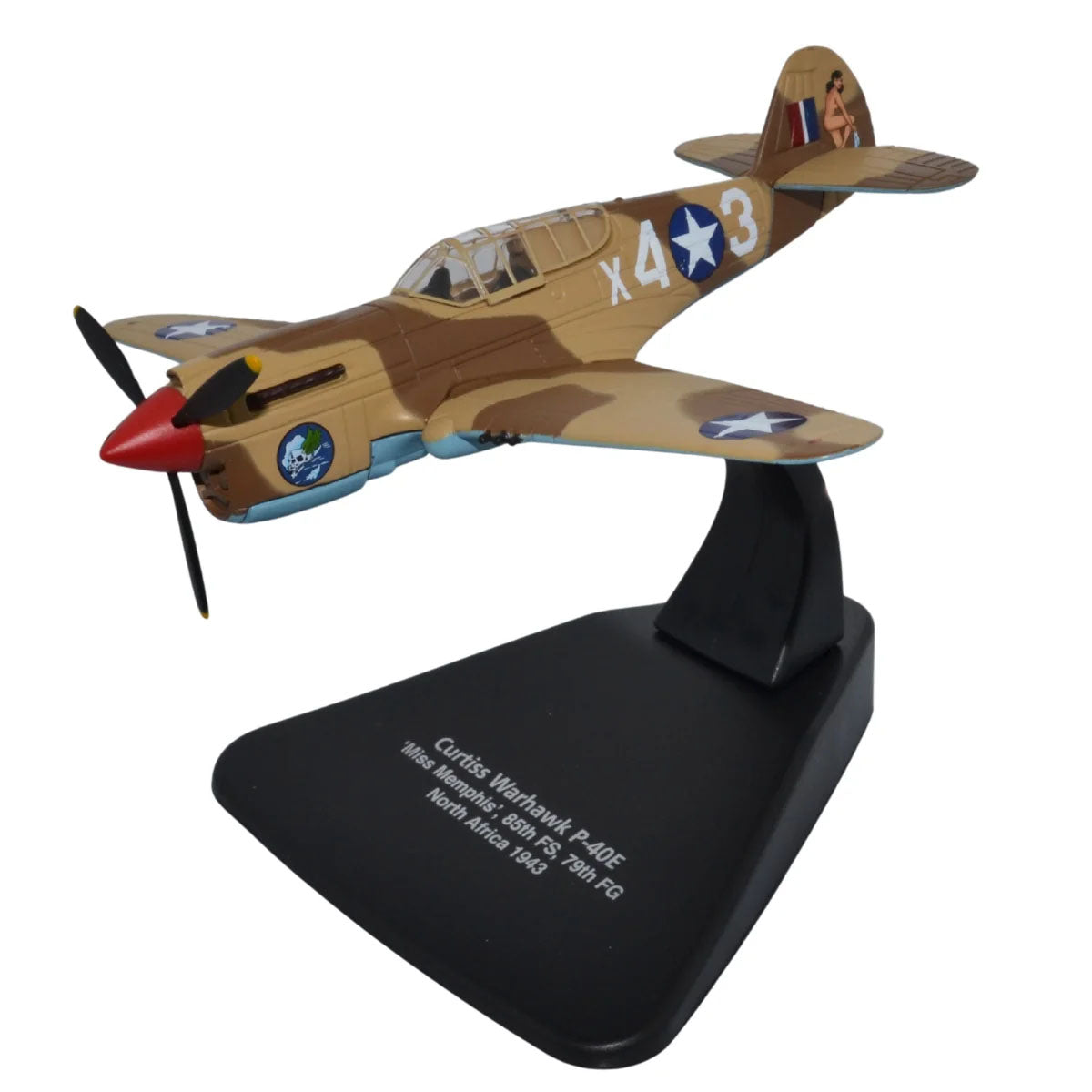 AC127 - Oxford Diecast - 1943 Curtiss P40-F Warhawk X43 - Miss Memphis - N.Africa