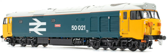 ACC2243 BR Class 50 - Large Logo w/grey roof & orange cantrail stripe - 50021 'Rodney' - DCC Sound Fitted