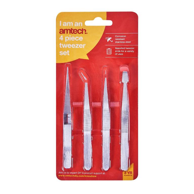 4 Piece Tweezer Set