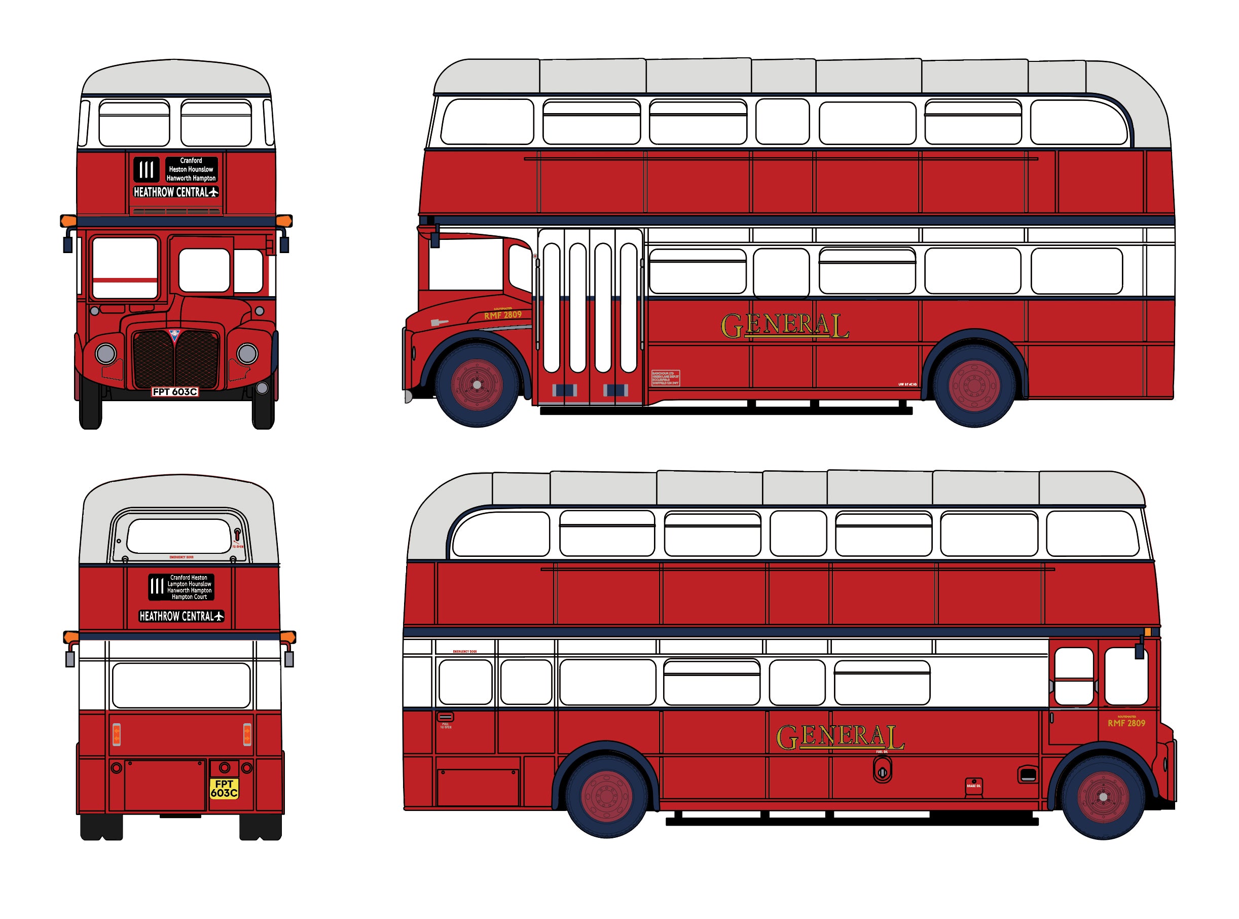 EFE Road - E42605 - OO - AEC Routemaster RMF2809 General Route 111 Heathrow Central