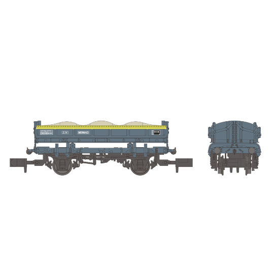 E87514 Mermaid 14 Ton Side Tipping Ballast Wagon DB989444 BR Engineers Grey and Yellow
