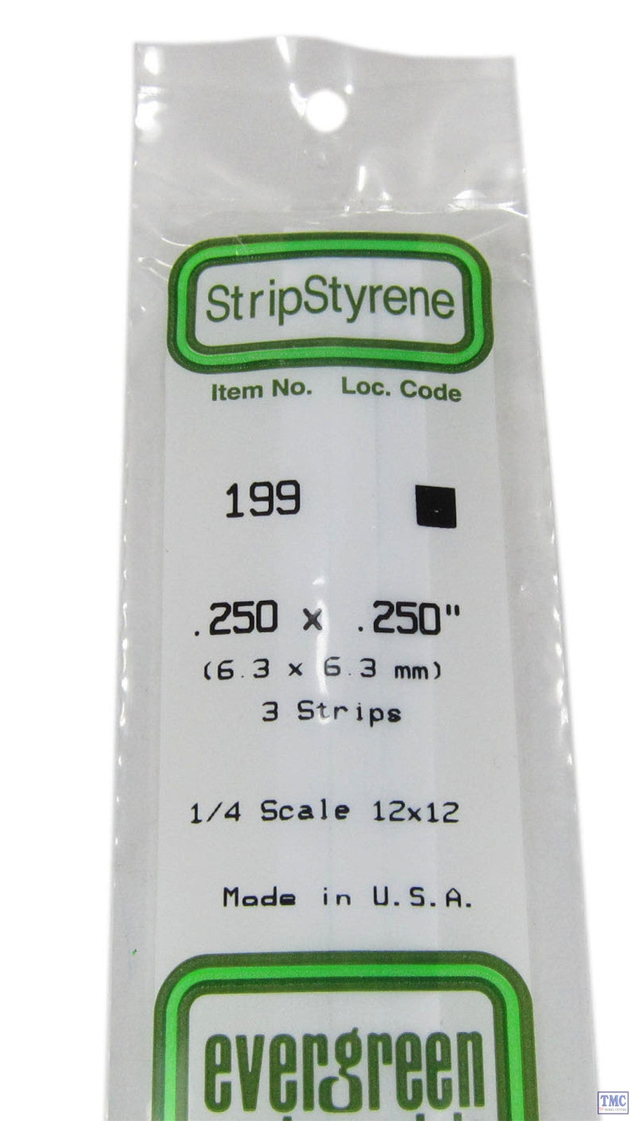 EG199 - Evergreen Scale Models - Strips 6.3 mm x 6.3 mm (3pk)