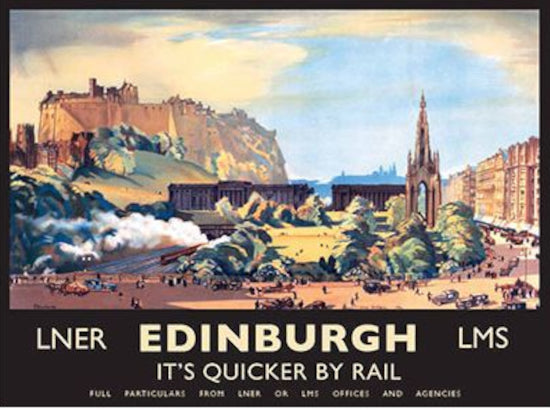 'Edinburgh - It's Quicker By Rail' Metal Wall Sign