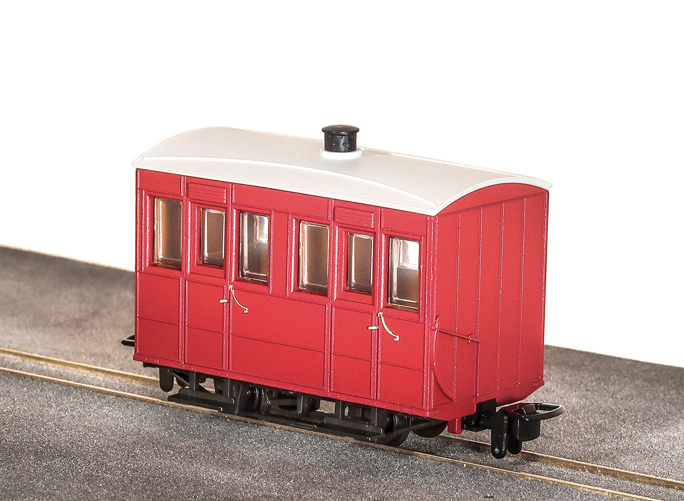 G.V.T. 4 Wheel Enclosed Side Coach, No Markings Plain Red
