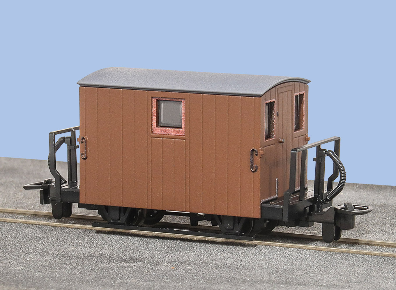 F.R. 4 Wheel Brake Van, 2 balcony, unlettered, brown