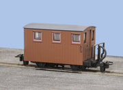 GR590UB - PECO Great Little Trains - OO-9 - F.R. 4 Wheel Brake Van, 1 balcony, unlettered, brown