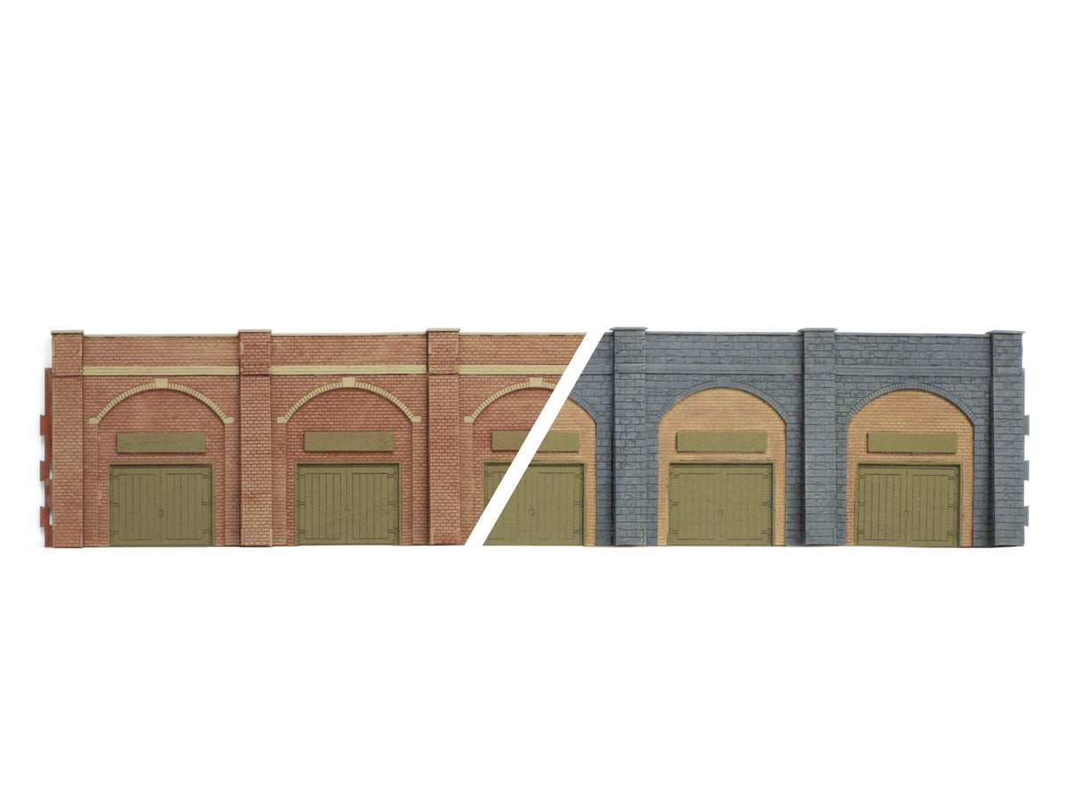 LK12170 - PECO - TT:120 - Kit Retaining Wall with Lockup/business below, Brick and Stone 304mm/12in