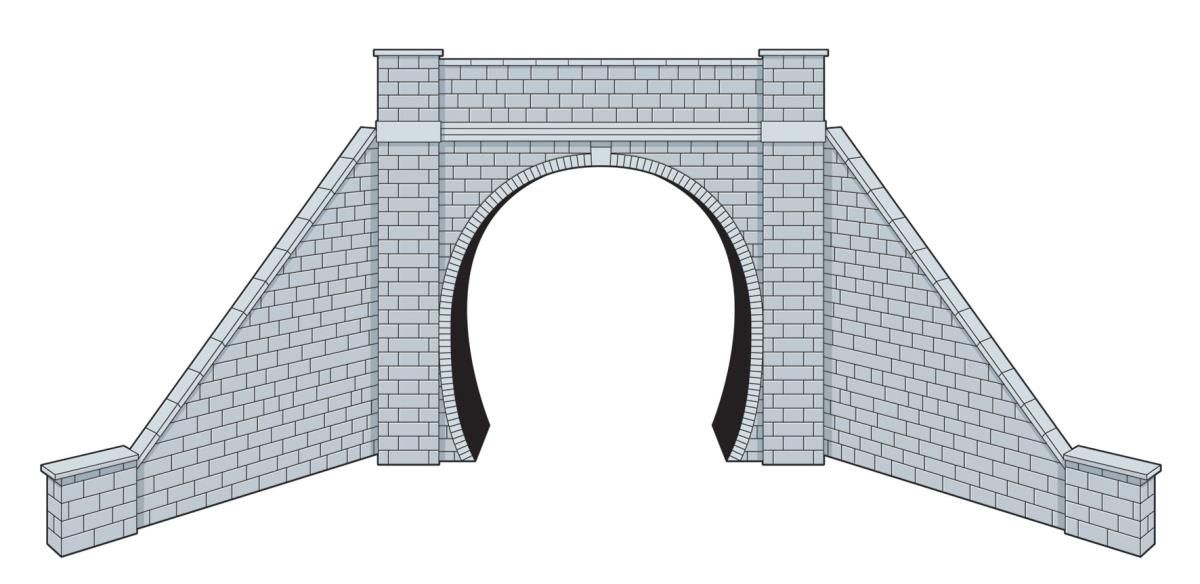 LK12172 - PECO Lineside - TT:120 - Tunnel Portal with Wing Walls, Stone, Single Track