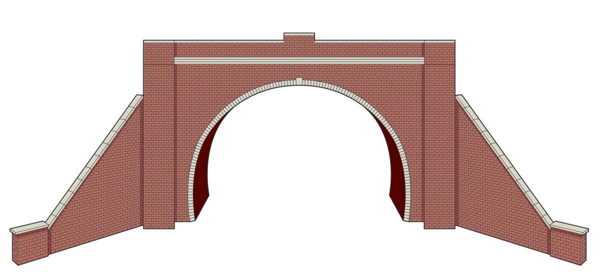 LK12173 - PECO Lineside - TT:120 - Tunnel Portal with Wing Walls, Brick, Double Track