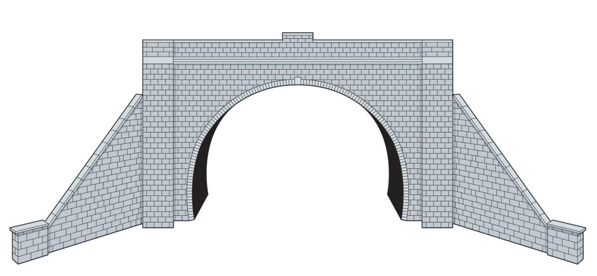 LK12174 - PECO Lineside - TT:120 - Tunnel Portal with Wing Walls, Stone, Double Track