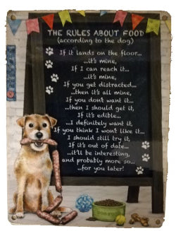 'The Rules About Food (according to the dog)' Metal Wall Sign