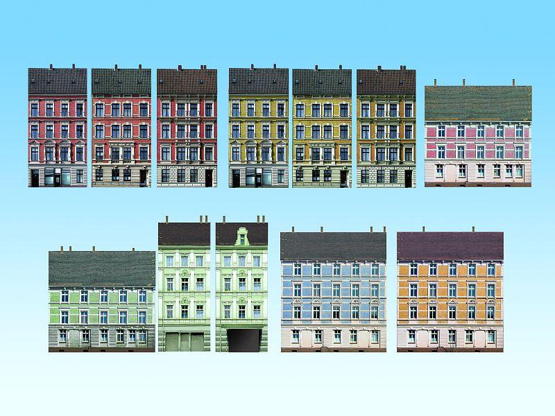 Half relief buildings urban scenery