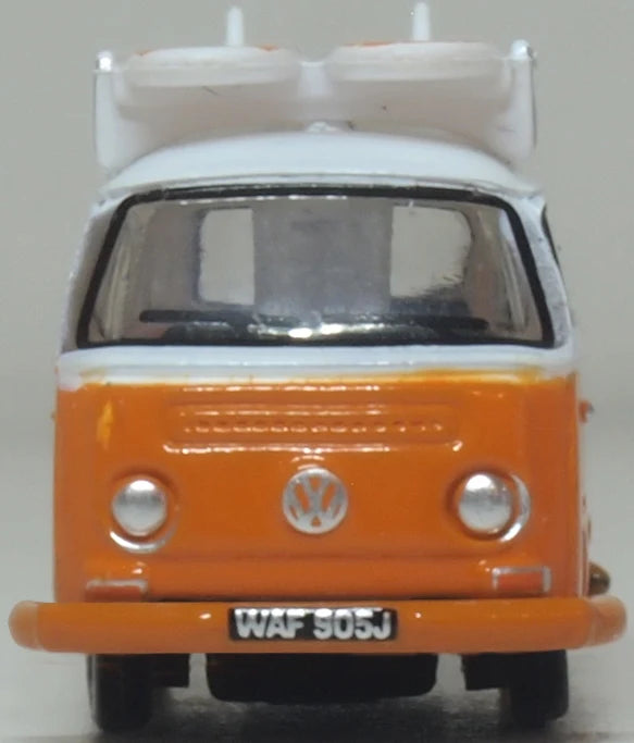 NVW022 - Oxford Diecast - VW T2 Bay Window Bus/Surfboards Signal Orange/White - 1:148 Scale