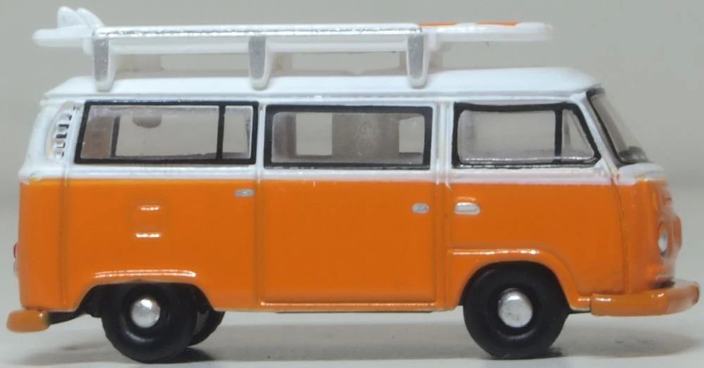 NVW022 - Oxford Diecast - VW T2 Bay Window Bus/Surfboards Signal Orange/White - 1:148 Scale