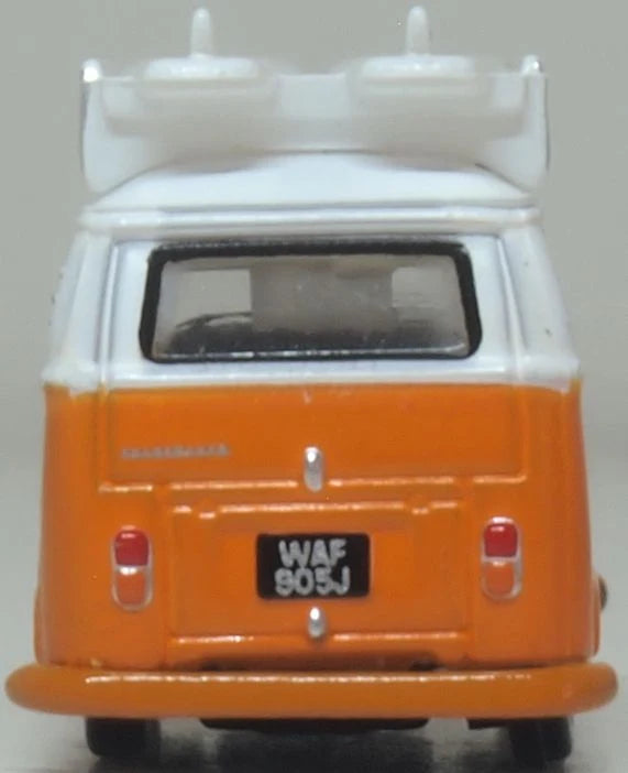 NVW022 - Oxford Diecast - VW T2 Bay Window Bus/Surfboards Signal Orange/White - 1:148 Scale