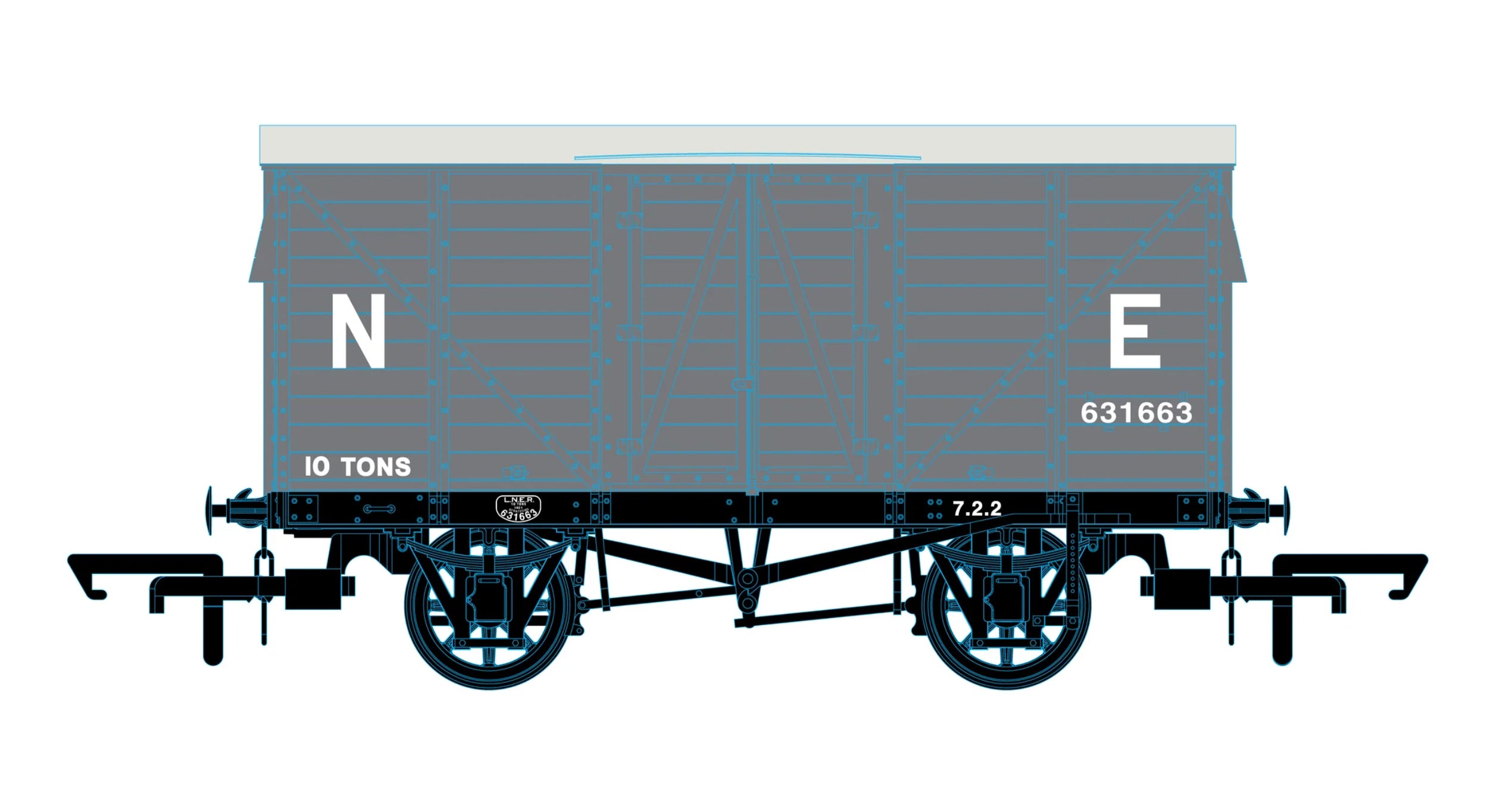 OR76GEGV002C - Oxford Rail - OO - GER 10T Covered Van LNER (Pre 1936) 631663