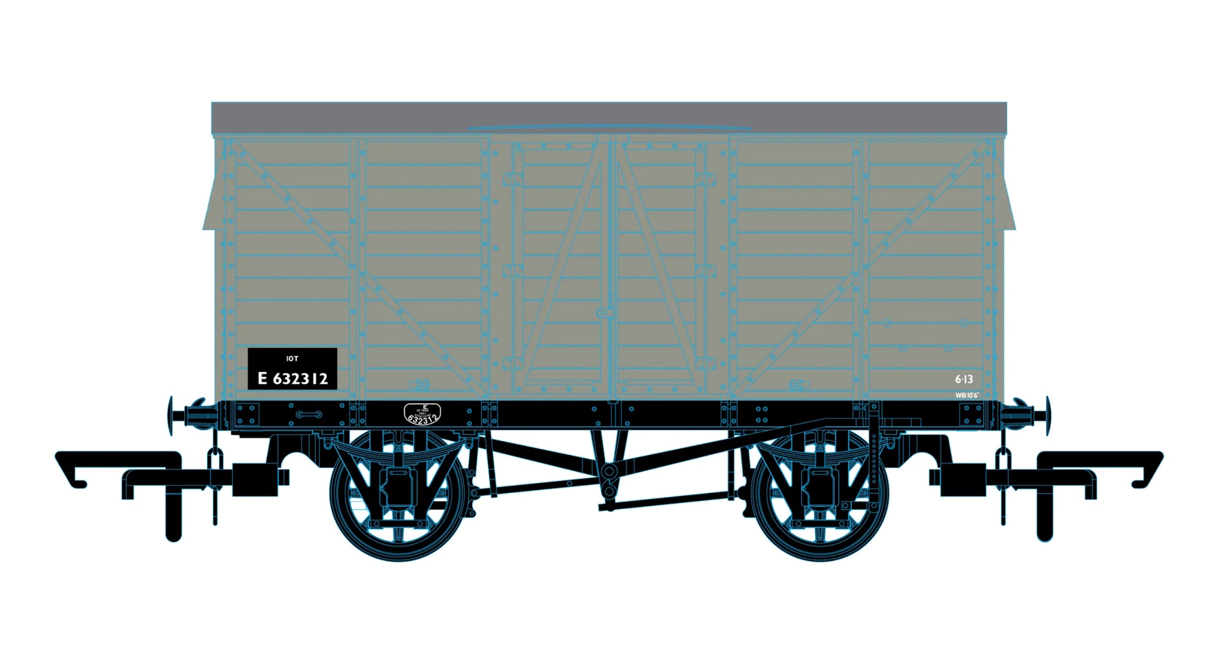 OR76GEGV003B - Oxford Rail - OO - GER 10T Covered Van BR 632312