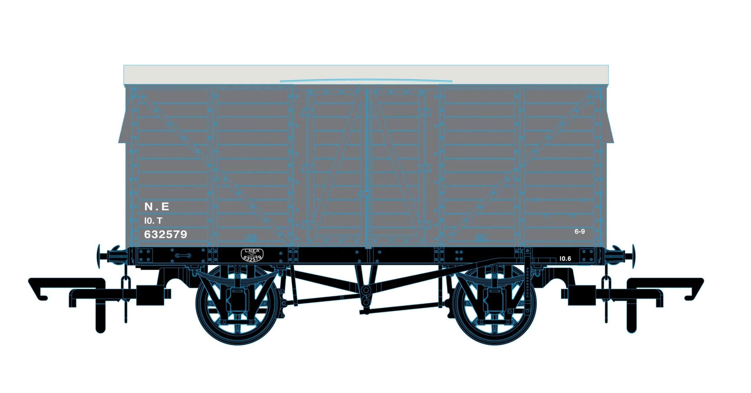 OR76GEGV004B - Oxford Rail - OO - GER 10T Covered Van LNER (Post 1936) 632579