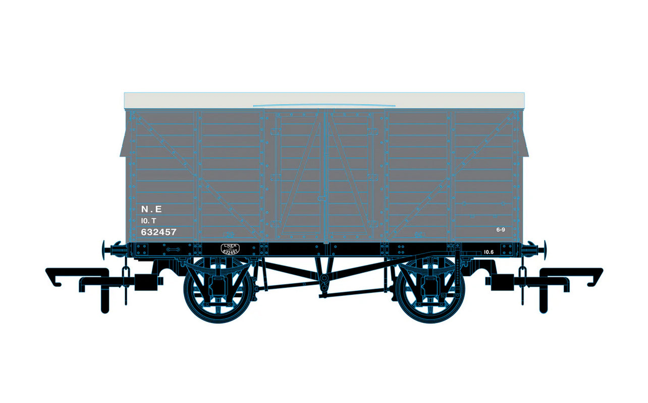 OR76GEGV004C - Oxford Rail - GER 10T Covered Van LNER (Post 1936) 632457