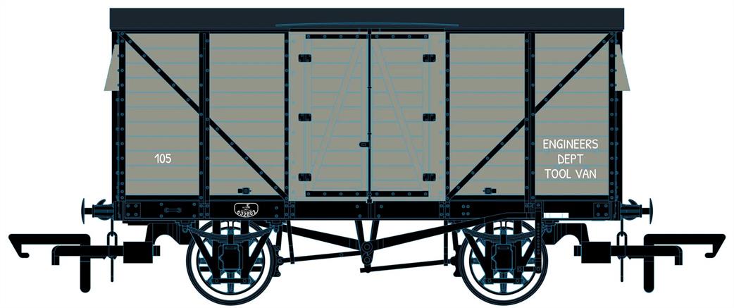 OR76GEGV006 - Oxford Rail - OO - GER 10T Covered Van NYMR No 105 (1970s preserved)