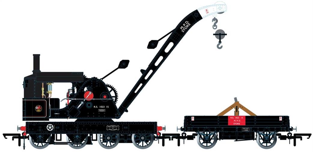 OR76SCS1001 - Oxford Rail - OO - Standard Cowans Sheldon 15t Crane BR Stoke MPD RS1023-15