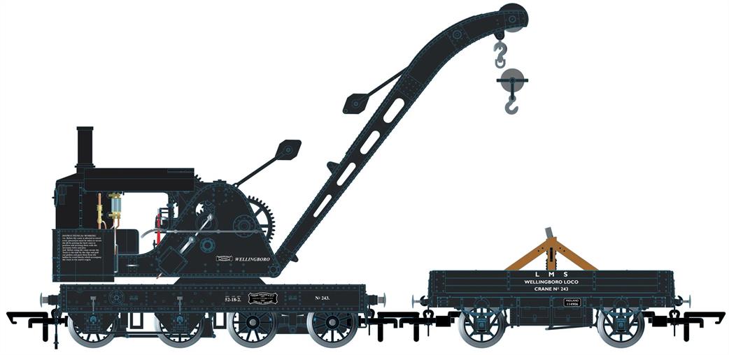 OR76SCS1002 - Oxford Rail - OO - Standard Cowans Sheldon 15t Crane LMS Wellingborough 243