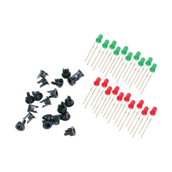 Universal LEDs Green, Red + Panel Clips
