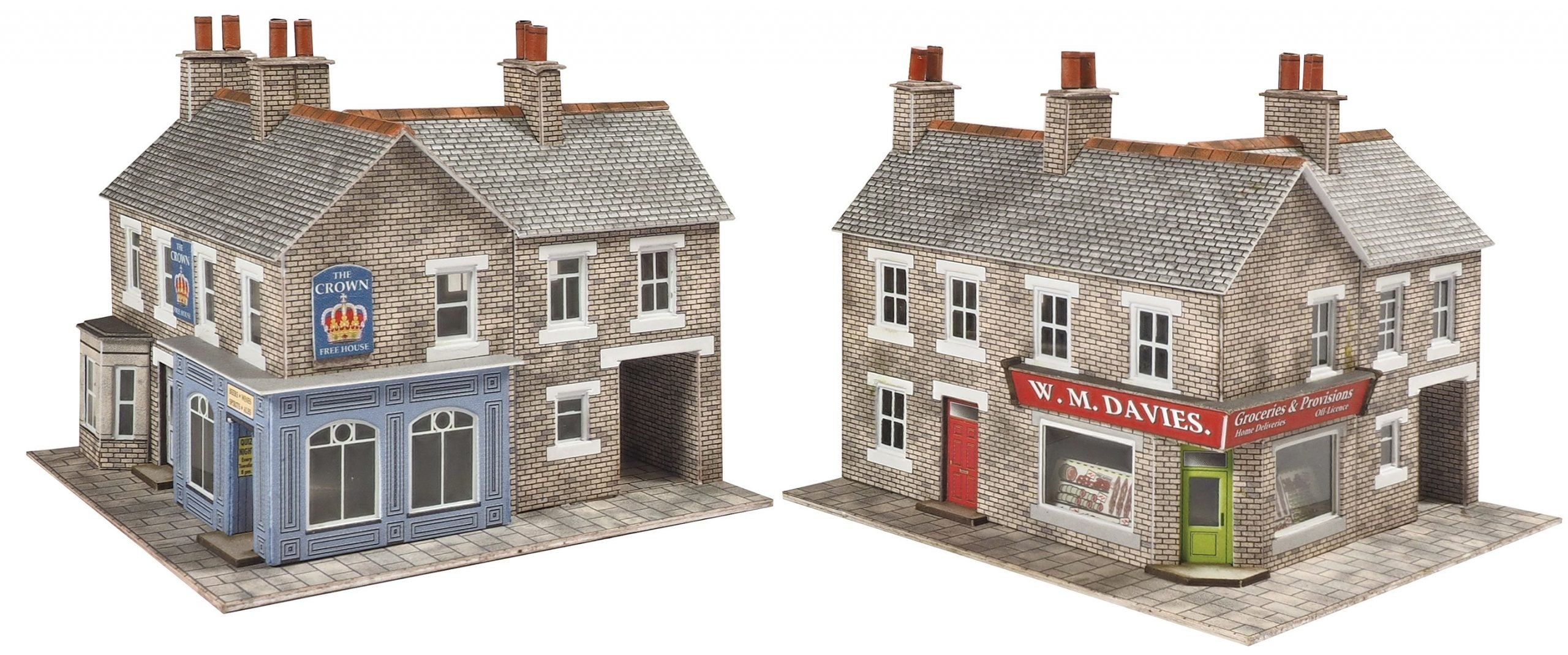 PN117 N Scale Corner Shop & Pub in Stone