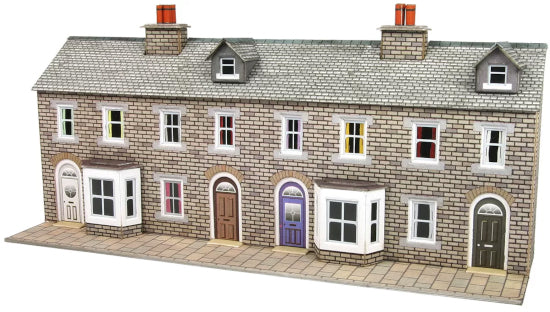 PN175 Low Relief Terraced House fronts in Stone