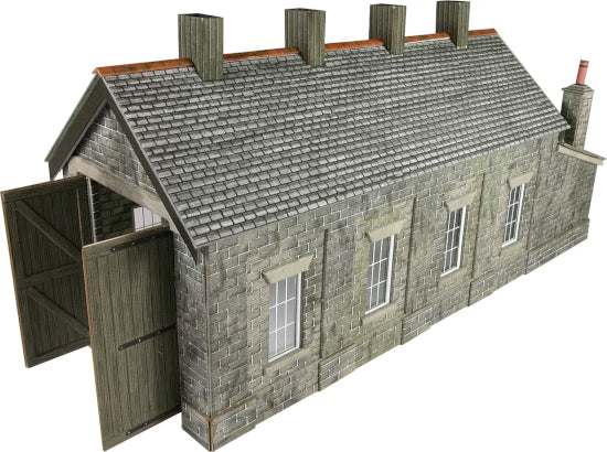 PO332 Single Track Engine Shed - Stone Style
