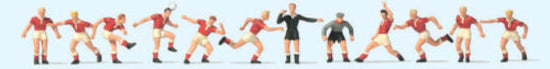 Preiser 10075 Soccer Team (11) & Referee Red/White Exclusive Figure Set