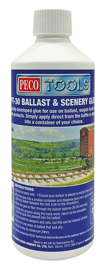 PECO Tools ballast and scenery glue bottle on a white background