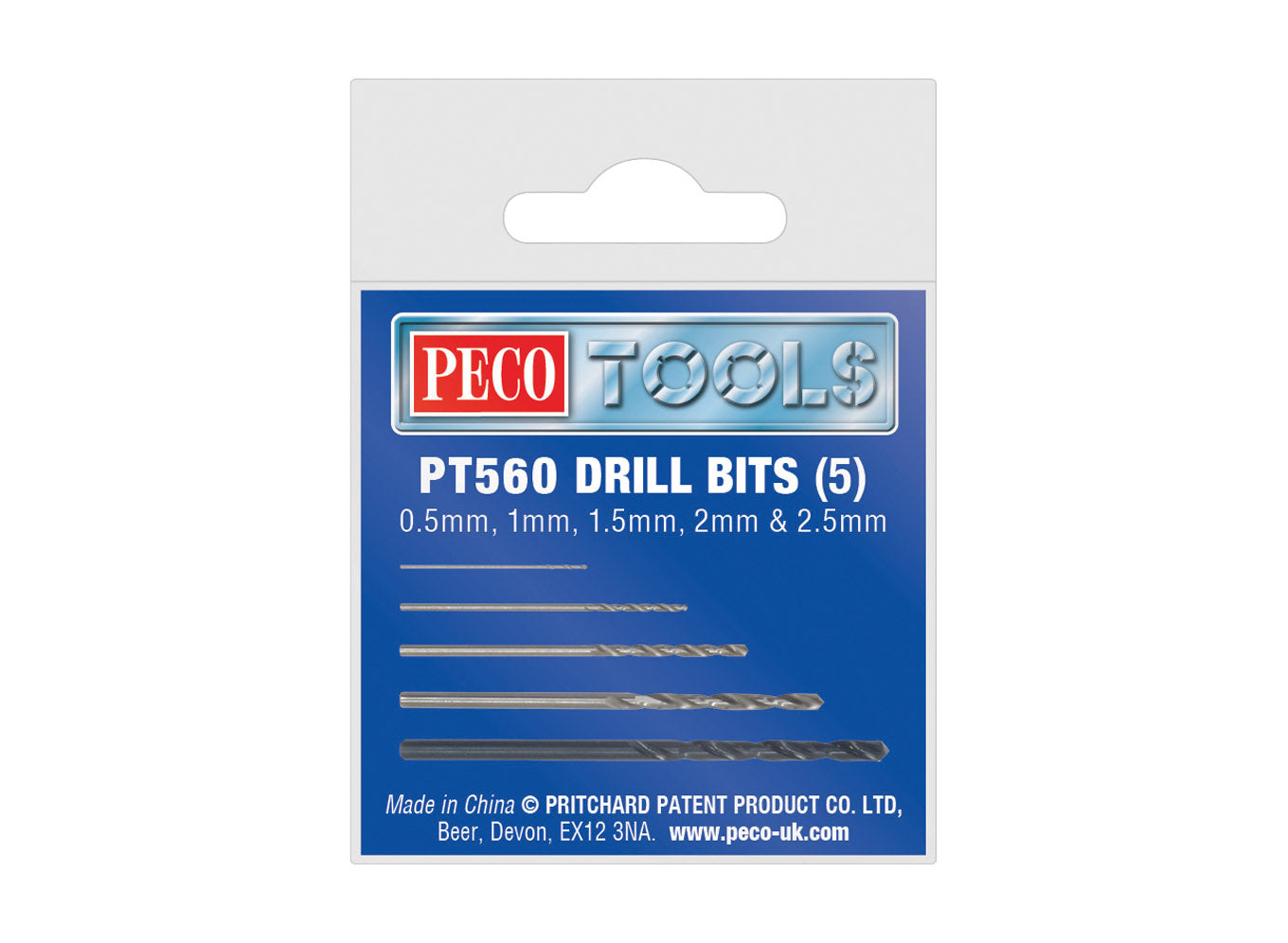 Box of 5 Drill Bits 0.5 to 2.5mm