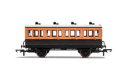 Hornby R40107 LSWR, 4 Wheel Coach, 1ST Class, Fitted Lights, 123