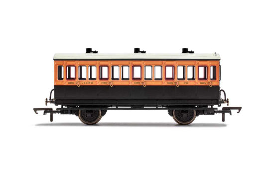 Hornby R40108 LSWR, 4 Wheel Coach , 3rd Class, Fitted Lights,302
