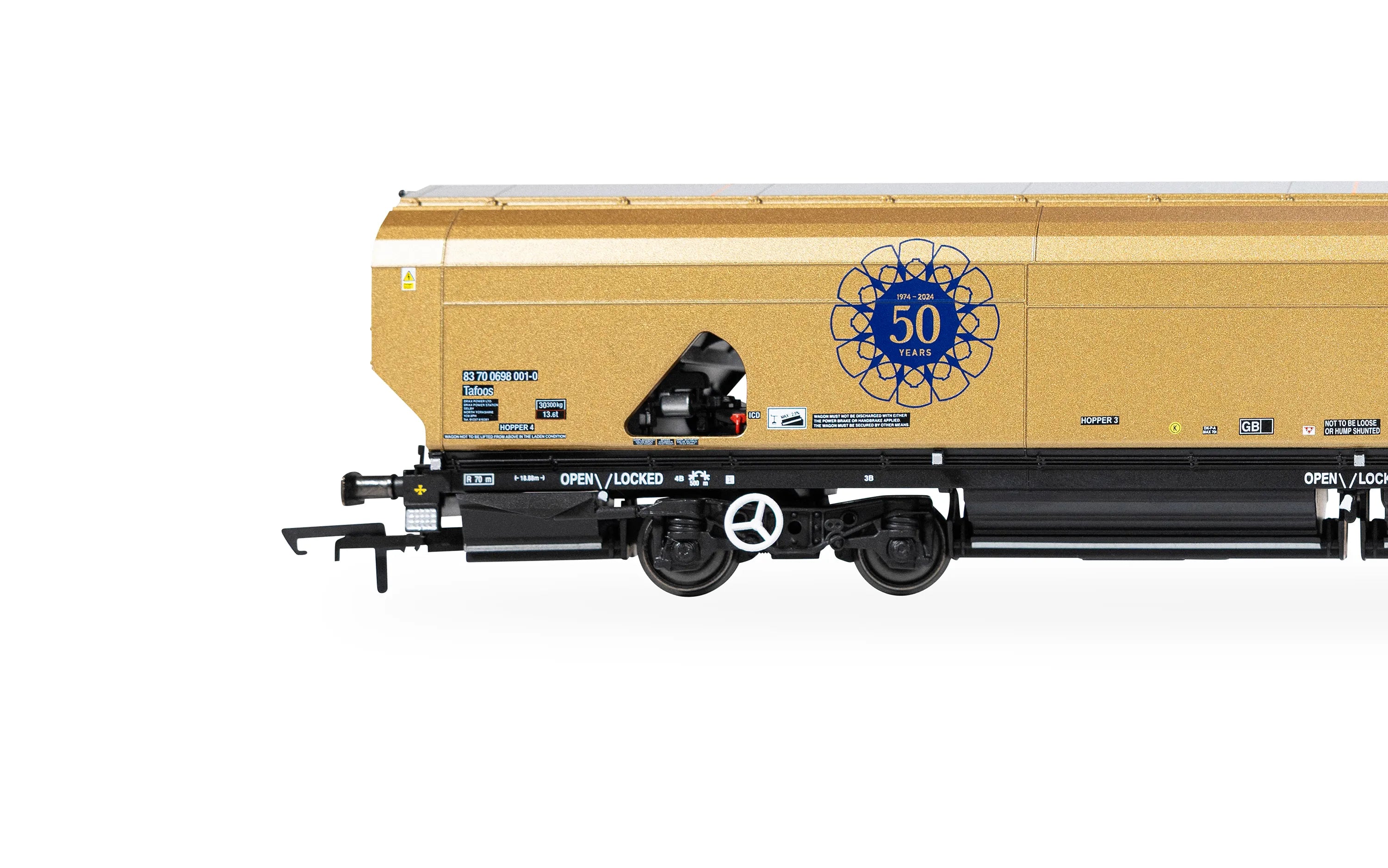 R60322 - Hornby - OO - Drax Biomass Gold 50th Anniversary Wagon