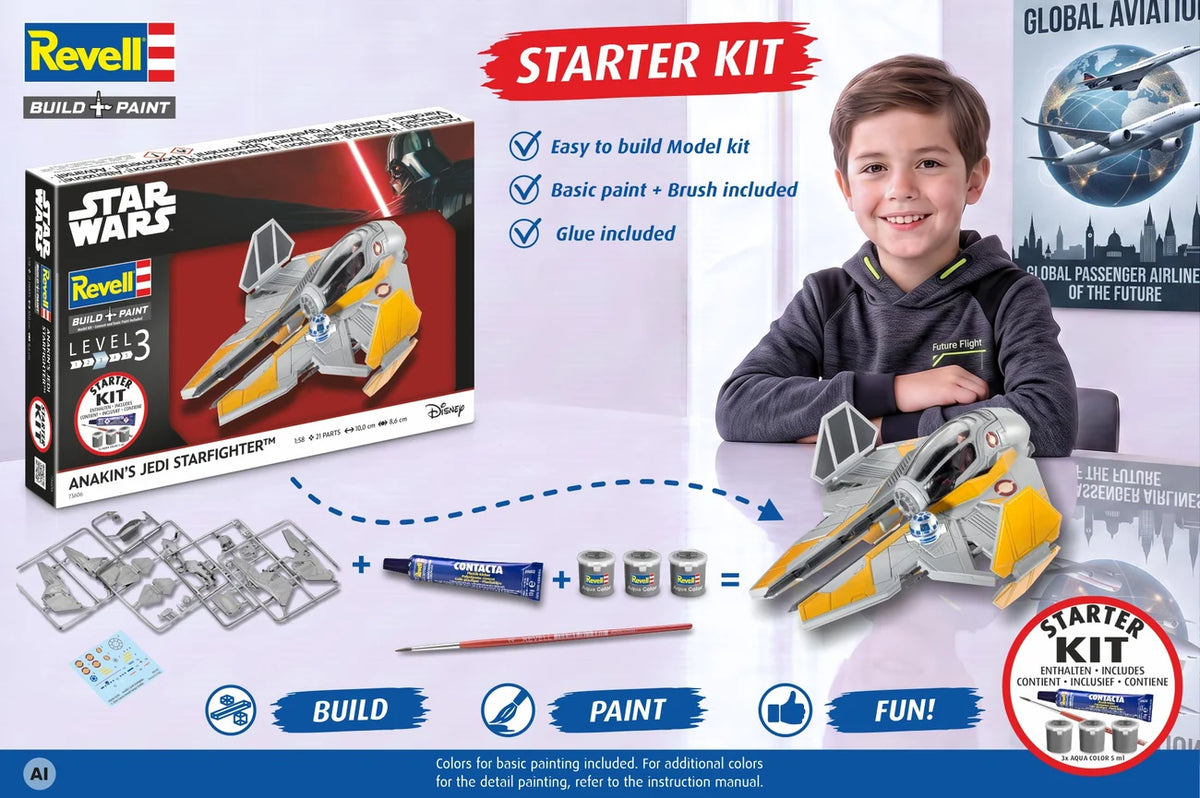 RL73606 - Revell - Star Wars Anakin's Starfighter Starter Kit (1:58 Scale)