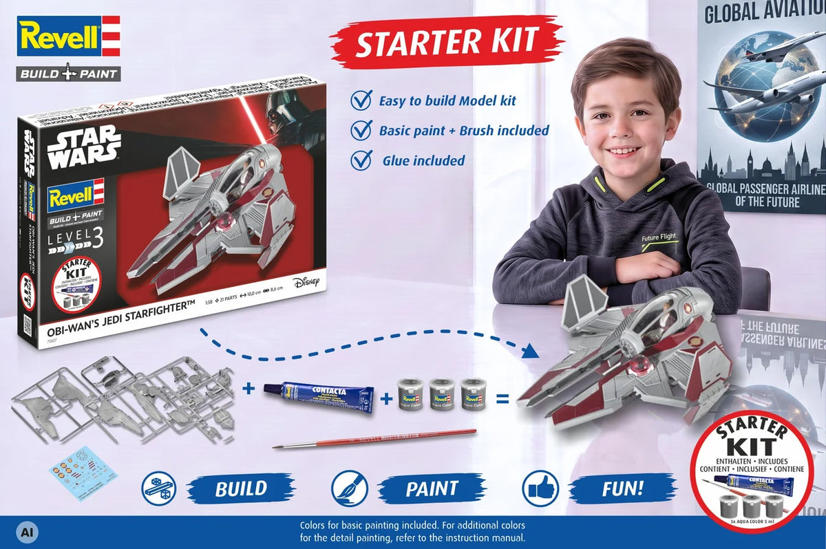 RL73607 - Revell - Star Wars Obi-Wan's Starfighter Starter Kit (1:58 Scale)