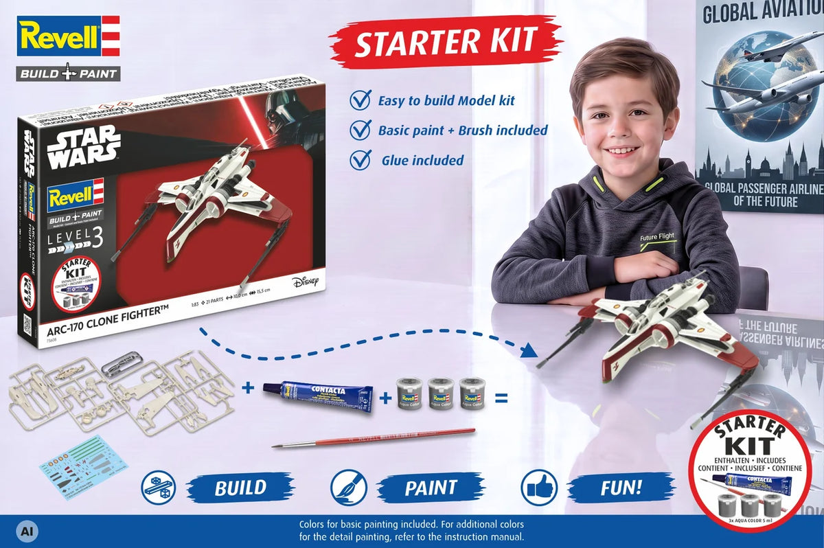 RL73608 - Revell - Star Wars ARC-170 Fighter Starter Kit (1:83 Scale)