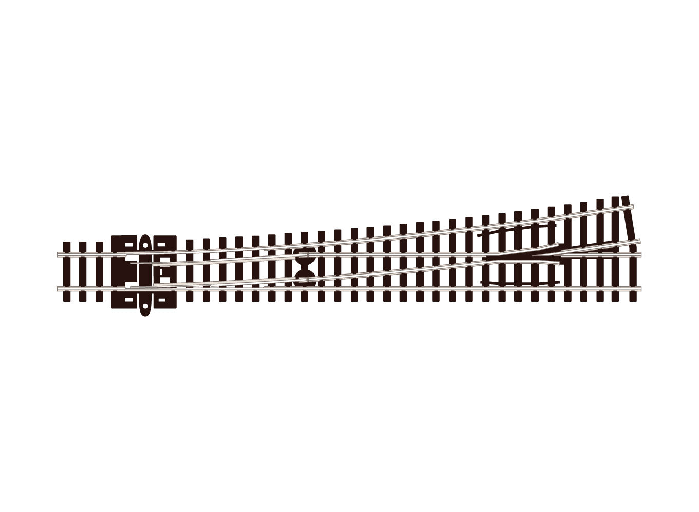 SL389 - PECO Streamline - N - Code 80 - Large Radius Left Hand Turnout Insulfrog