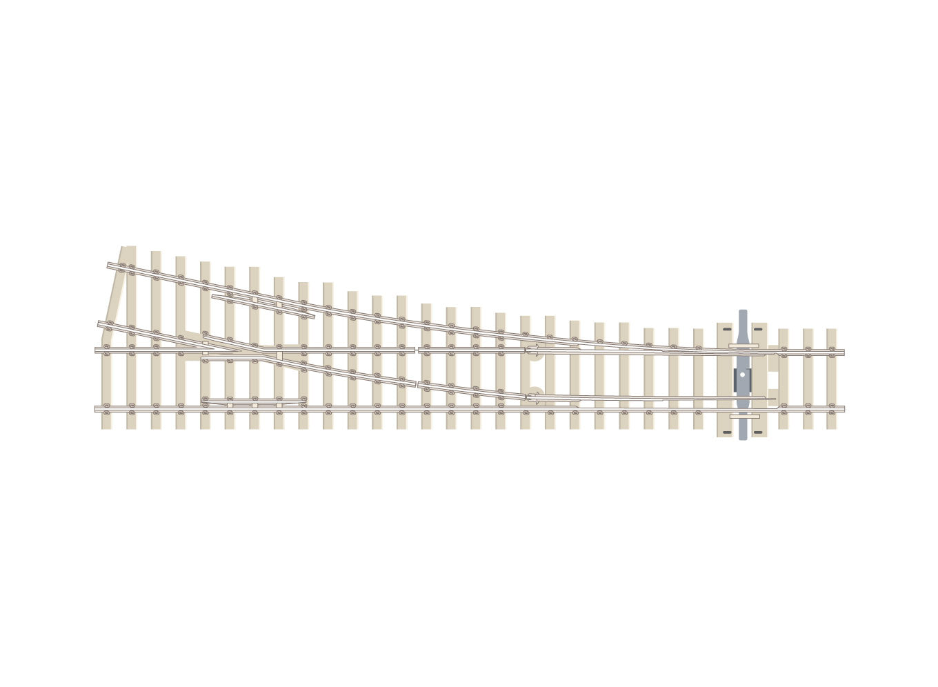 SLE1095 Turnout C75 Con Sleeper/tie Med Rad RH ELE