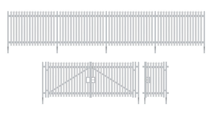 SSM316 - Wills Modern Palisade Fencing with Gates