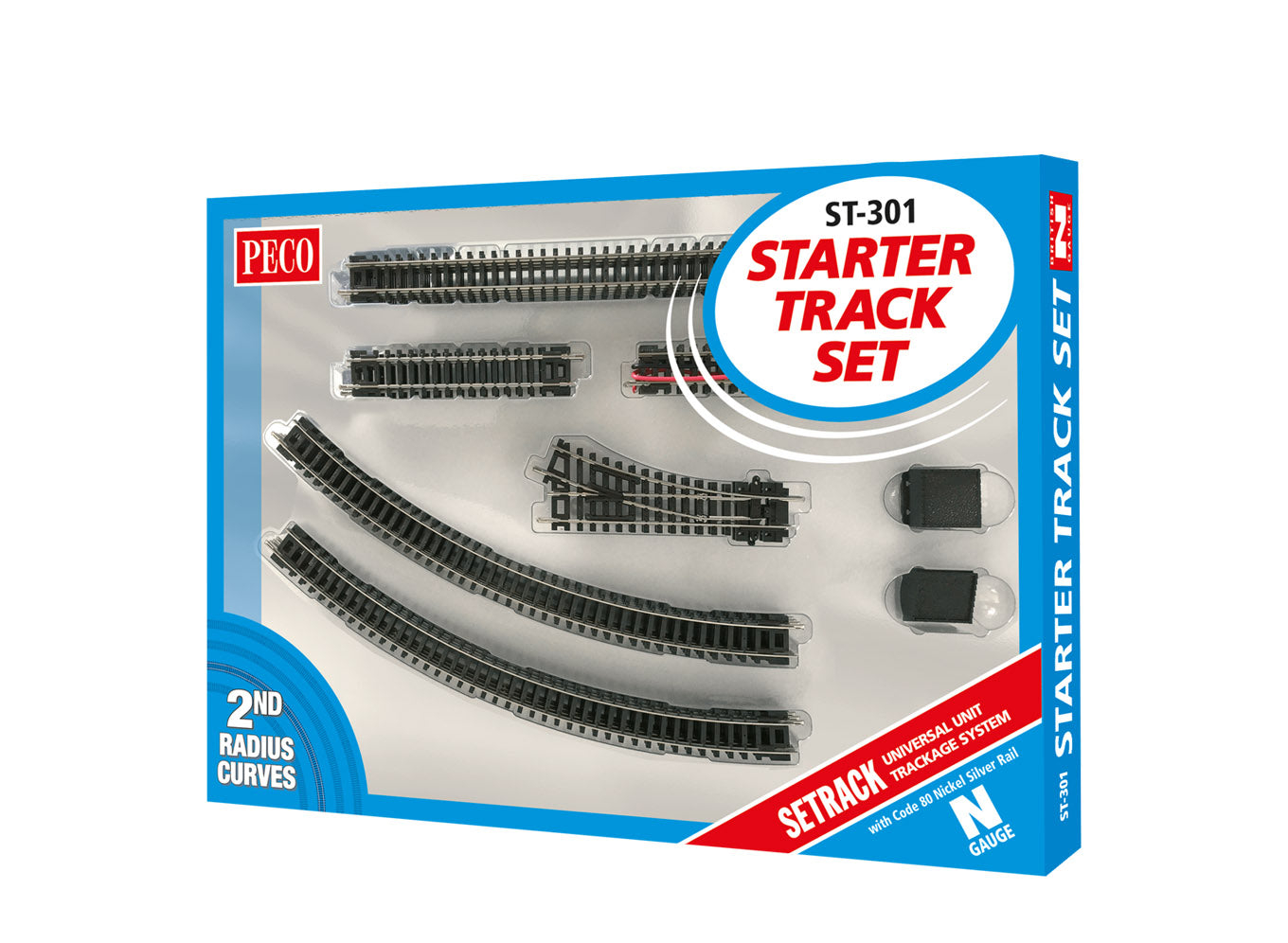 ST300 - PECO Setrack - N - Code 80 - Starter Track Set with 1st Radius Curves