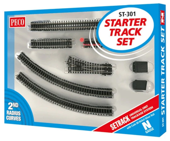 ST301 - PECO Setrack - N - Code 80 - Starter Track Set with 2nd Radius Curves