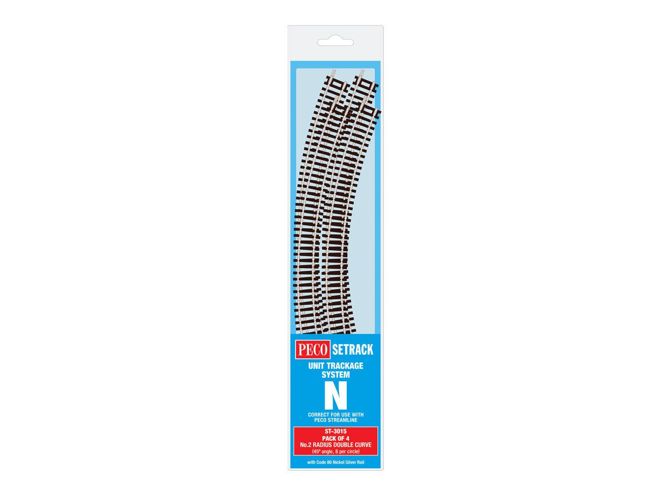 ST3015 - PECO Setrack - N - Code 80 - No.2 Radius Double Curve Multipack (4)