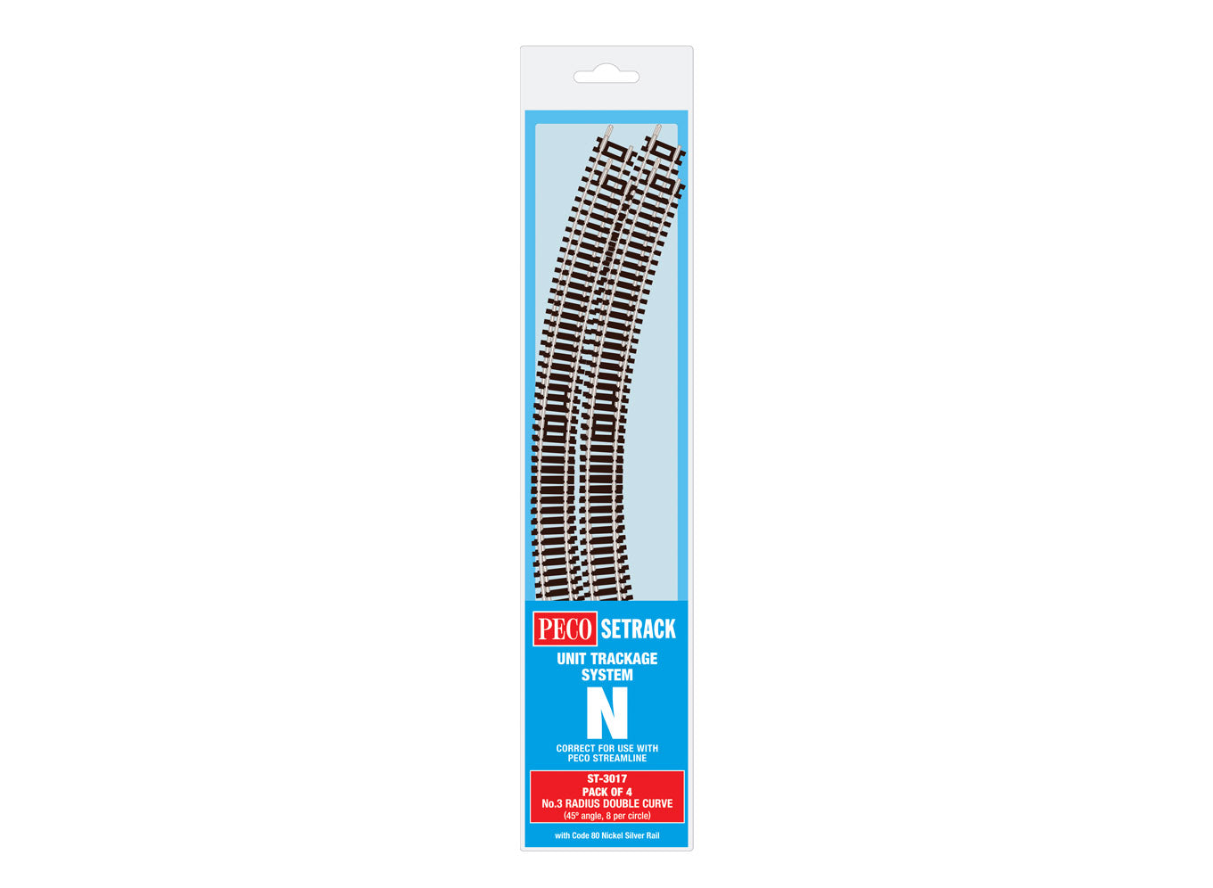 Peco Setrack N gauge track ST3017 package on a white background
