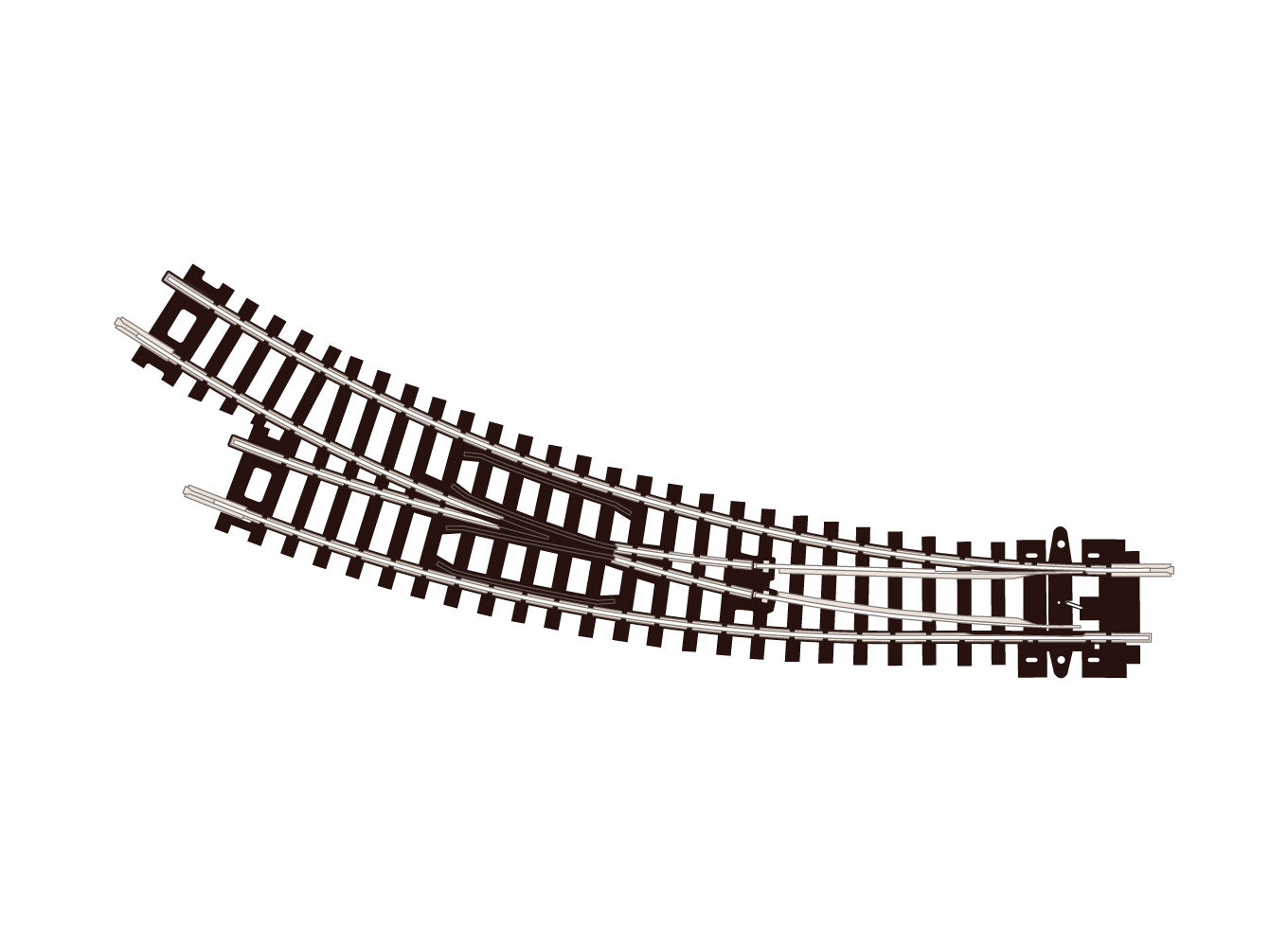 ST44 - PECO Setrack - N - Code 80 - Right Hand Curved Turnout Insulfrog