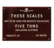 Steam railway Co. 'These Scales not to be Used for Weights exceeding Five Tons'