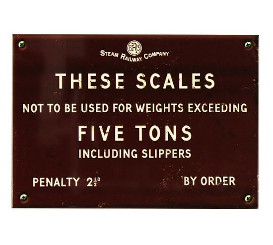 Steam railway Co. 'These Scales not to be Used for Weights exceeding Five Tons'